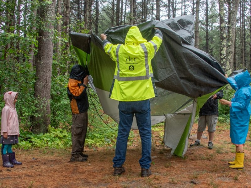 Neither rain nor tent-assembling could deter these campers